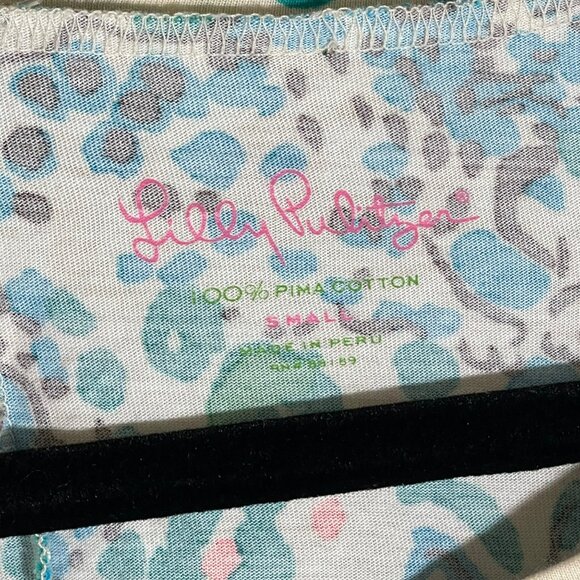 Lilly Pulitzer Size S Green Blue Sea Oat Escapades Corine Pima Cotton Mini Dress - Picture 4 of 8